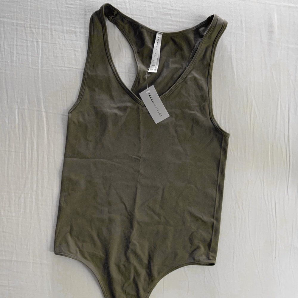 Green V-neck bodysuit